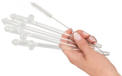 Glass Drinking Straw Willy 4-Pack
