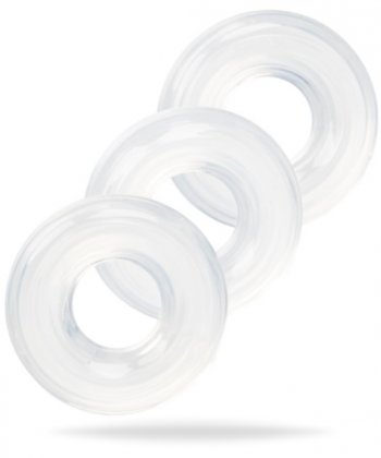 Set av tre penisringar. Högkvalitativ silikon. Ultra stretchig och hållbar design. Gjorda för att stapla. Enkel användning.