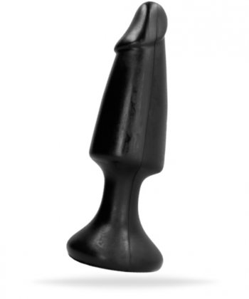 Svart analplugg tillverkad av högkvalitativ PVC. Kompatibel med alla glidmedel. Gradvist ökande topp. Smal nacke och bred bas.