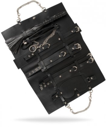 Komplett set av produkter. Praktiskt BDSM väska med avtagbara handtag. Elegant design. Lätt att ta med. Enkel att använda.