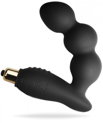 Svart analvibrator tillverkad av mjuk silikon. Helt vattentät. Avtagbar vibrator med 7 funktioner. Stimulerande och böjd form