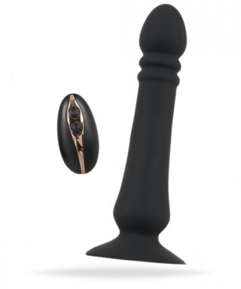 Svart analplugg med 7 vibrationer och 3 thrusting funktioner. Fjärrstyrd. Helt vattentät och uppladdningsbar plugg. Silikon.