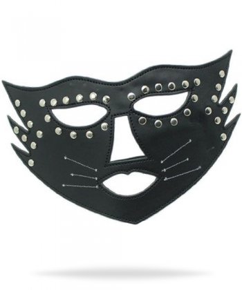 Cat Mask Black - Svart lädermask i form av katt
