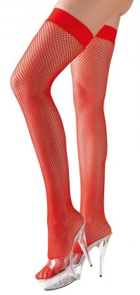 Röda silikon linjerade nät strumpor tillverkad av 100% polyamid. Vacker och sexig design. Enkla och bekväma att bära. Olika stor