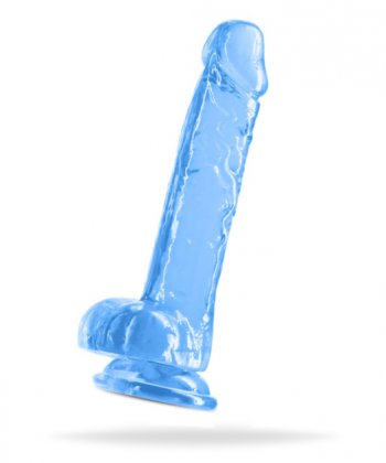 Fantasia Dildo Ballsy 6.5 - blå semi transparant dildo.