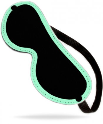 Ögonbindel som lyser i mörkret. Tillverkad av högkvalitativ PU läder. Enkel att använda. Elastiskt band. Mjuk och hållbar.