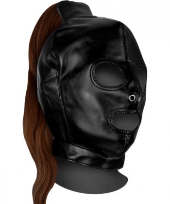 Mask with Brown Ponytail – Black
