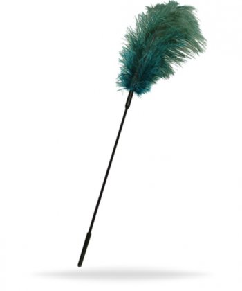 Turkos fjäder med ett långt plastskaft. Enkel att använda. Perfekt för kittlande ömhet under förspel. Med en strutsfjäder.
