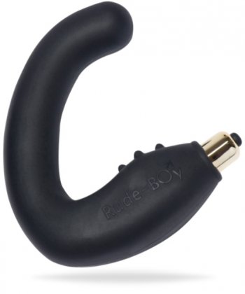 Analvibrator tillverkad av mjuk och högkvalitativ silikon. Batteridriven avtagbar vibrator. Texturerad yta och böjt skaft.