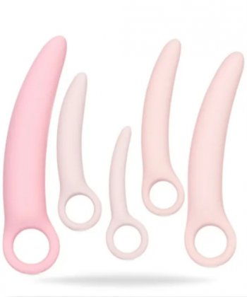 Rosa dilator set för MTF. Högkvalitativ silikon. Enkel användning. Ergonomiskt formad. Helt vattentät. Praktisk ring i botten.