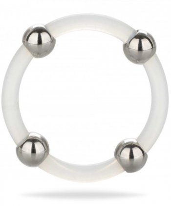 Steel Beaded Silicone Ring L