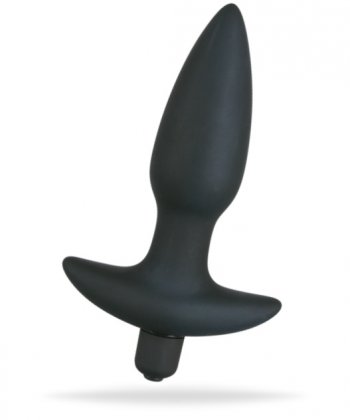 Svart batteridriven analplugg med 5 olika vibrationer. Tillverkad av supermjuk silikon. Enkel och bekväm att använda.