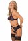 3PC Lace Bra, Panty & Garter Set