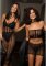 Net and Opaque Bodysuit and Skirt