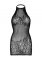 Rhinestone Lace and Net Halter Mini Dress