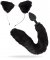Set för animaliskt analt kul. Klassisk formad silikon plugg med supermjuk svans. Flexibelt hårband med söta katt öron. Enkel.