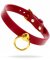 Rött halsband av högkvalitativ PU-läder med guldiga detaljer av nickelfri metall. Slitstarka material. Justerbar passform.