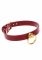 Rött halsband av högkvalitativ PU-läder med guldiga detaljer av nickelfri metall. Slitstarka material. Justerbar passform.
