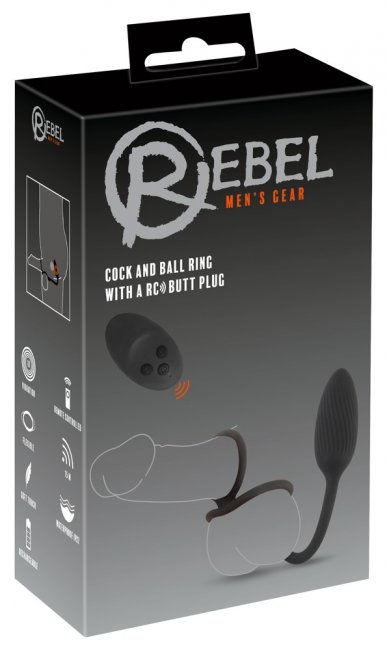 Cock And Ball Ring With A RC Butt Plug