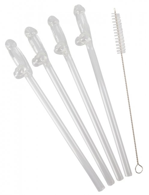 Glass Drinking Straw Willy 4-Pack