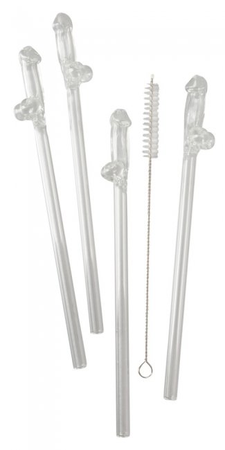 Glass Drinking Straw Willy 4-Pack