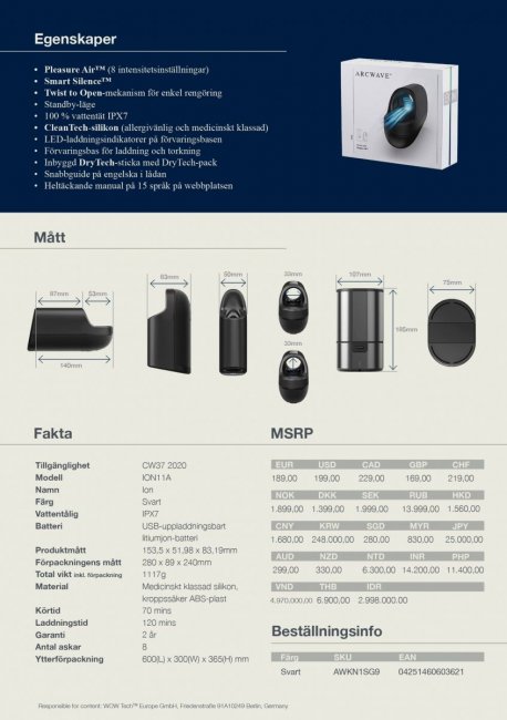 Arcwave Ion - Lufttryck sexleksak för män