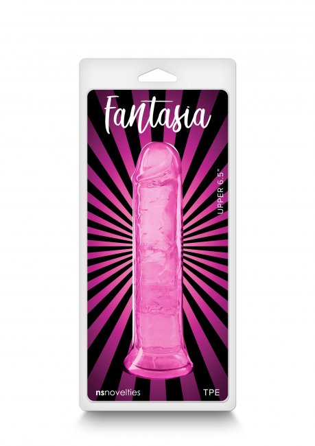Fantasia Dildo Upper 6.5 - semi transparant blå rak dildo, förpackning