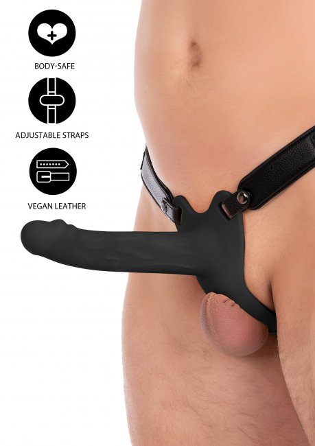 Hollow Penis Strapon Silicone 20 cm Black