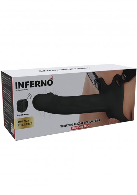 Hollow Penis Strapon Vibrating Silicone 20 cm Black