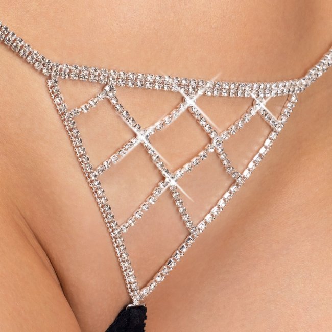 Seductive Crotchless Rhinestone String
