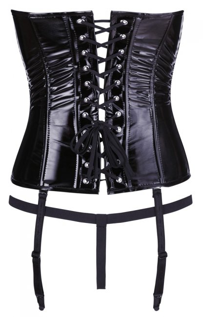 Vinyl Overbust Corset With Suspender