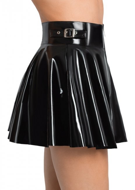 Vinyl Pleated Zipper Skirt