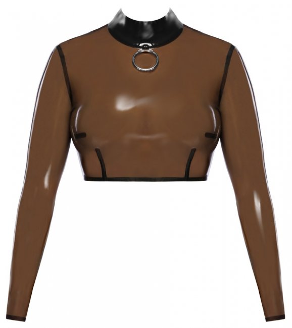 Sheer Latex O-Ring High Neck Crop Top