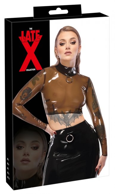 Sheer Latex O-Ring High Neck Crop Top