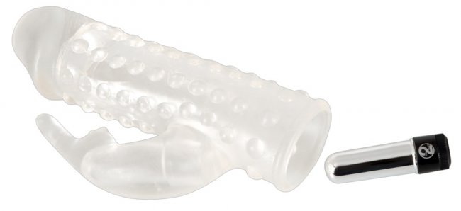 Penis Sleeve with Clitoris Stimulation - Penisöverdrag med vibrator i form av rabbit