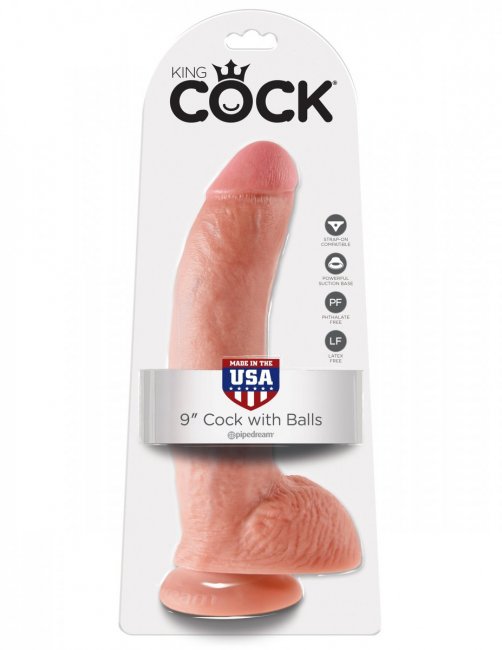 King Cock 9 Inch With Balls Flesh