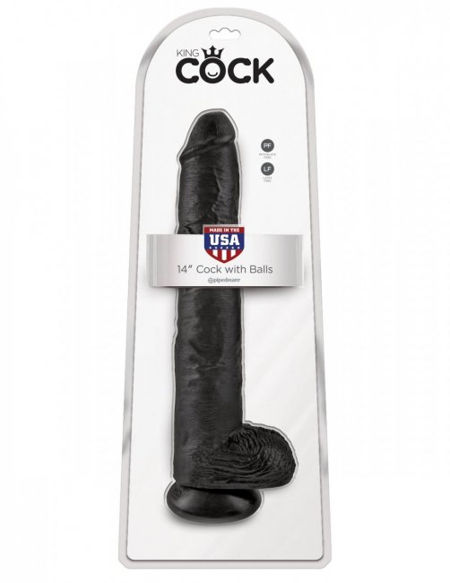 King Cock 14 Inch With Balls - Extra stor realistisk dong med sugpropp