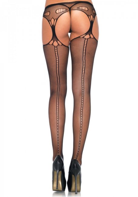 Scale Nät suspender hose Svart #1062