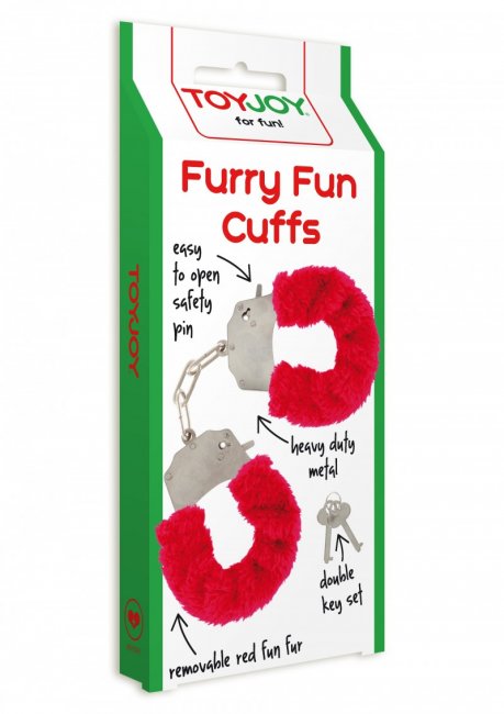 Furry Fun Cuffs Red röda handklovar