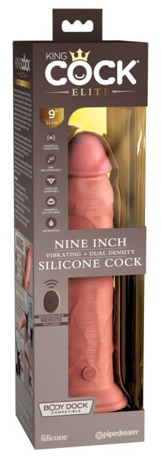 9 Vibrating + Dual Density Silicone Cock with Remote