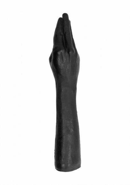 Svart analplugg tillverkad av högkvalitativ PVC. Enkel att använda. Kompatibel med alla glidmedel. Formad som en hand.