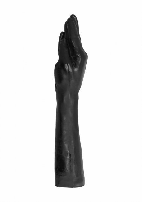 Svart analplugg tillverkad av högkvalitativ PVC. Enkel att använda. Kompatibel med alla glidmedel. Formad som en hand.