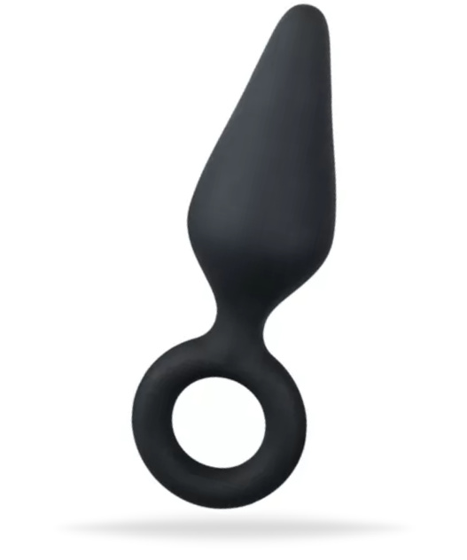 Black Buttplug With Pull Ring Large