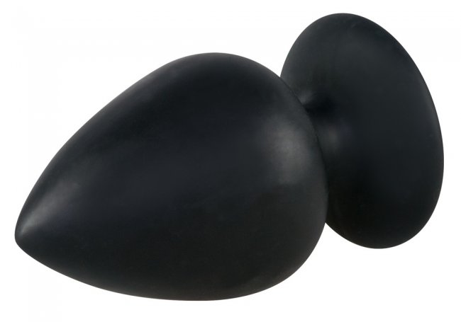 Svart analplugg med en klassisk form. Tillverkad av mjuk och högkvalitativ silikon. Extra bred anaplugg. Sugkopp i botten.