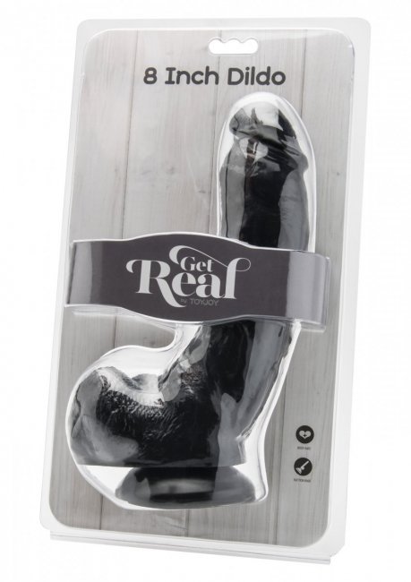 Cock 8 Inch With Balls - Stor svart dong med sugpropp