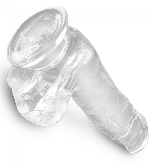 Realistisk dildo tillverkad av högkvalitativ TPE. Enkel att använda. Transparent. Verklighetstrogna vener och ollon samt pung.