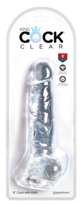 Realistisk dildo tillverkad av högkvalitativ TPE. Enkel att använda. Transparent. Verklighetstrogna vener och ollon samt pung.
