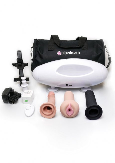 Sex maskin för par. Ena änden med en thrusting dildo. Andra änden med en lösvagina. Enkel att använda. Lätt att ta med. ABS.