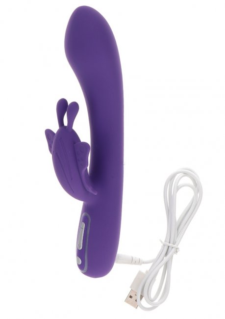 Uppladdningsbar rabbit med två separata motorer. Stänksäker. 7 olika vibrationer och 5 olika hastigheter. Supermjuk silikon.