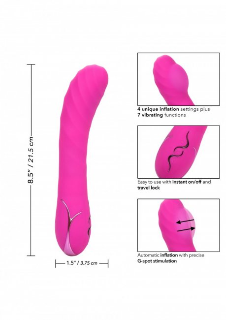 Uppladdningsbar vibrator tillverkad av supermjuk silikon. 7 vibrationer och 4 uppblås hastigheter. Stark motor.